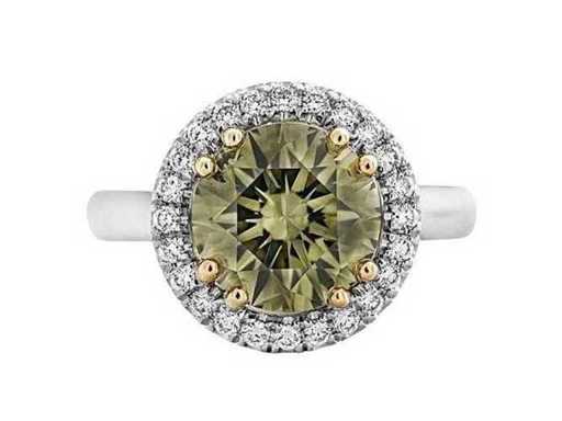 Hoge sieraden ring Natuurlijke Diamant Fancy Greenish Yellowish Gray (Zeldzame Kleur) 3,24 karaat