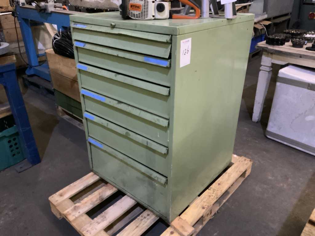 Tool drawer cabinet with contents