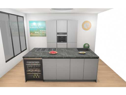 Häcker Concept130 Topsoft matt perlgrau lackiert Kochinsel