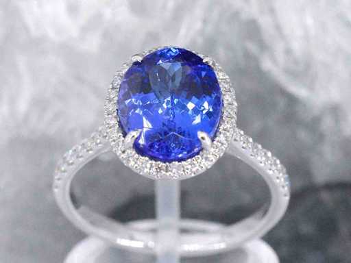 Gouden ring met diamant en tanzaniet