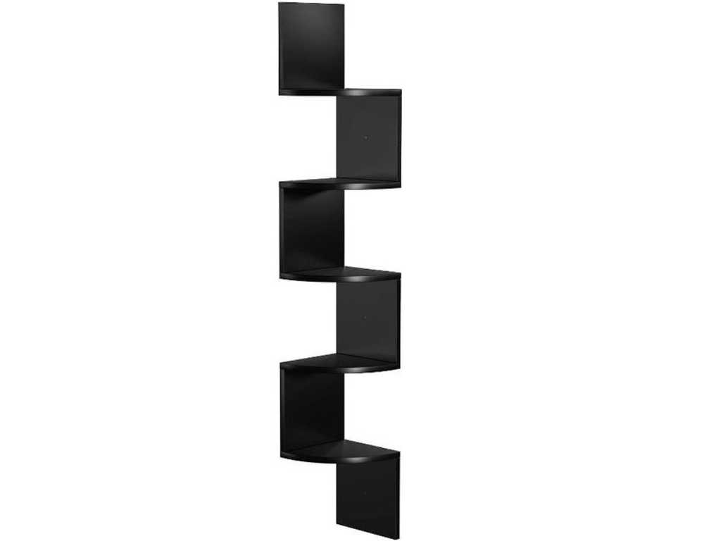 MIRA Home - Corner shelf - Wall shelf with 5 shelves - Basic - Wood - Black - 20x20x127.5