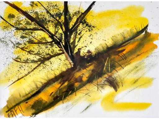 FAFA - tree with silhouettes - watercolor 