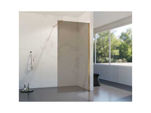 Duș walk-in, sticlă afumată, PVD cu cupru periat, 70x200 cm