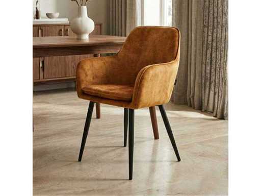 Set of 6 Dining Chair Tub with Armrest Ochre Yellow