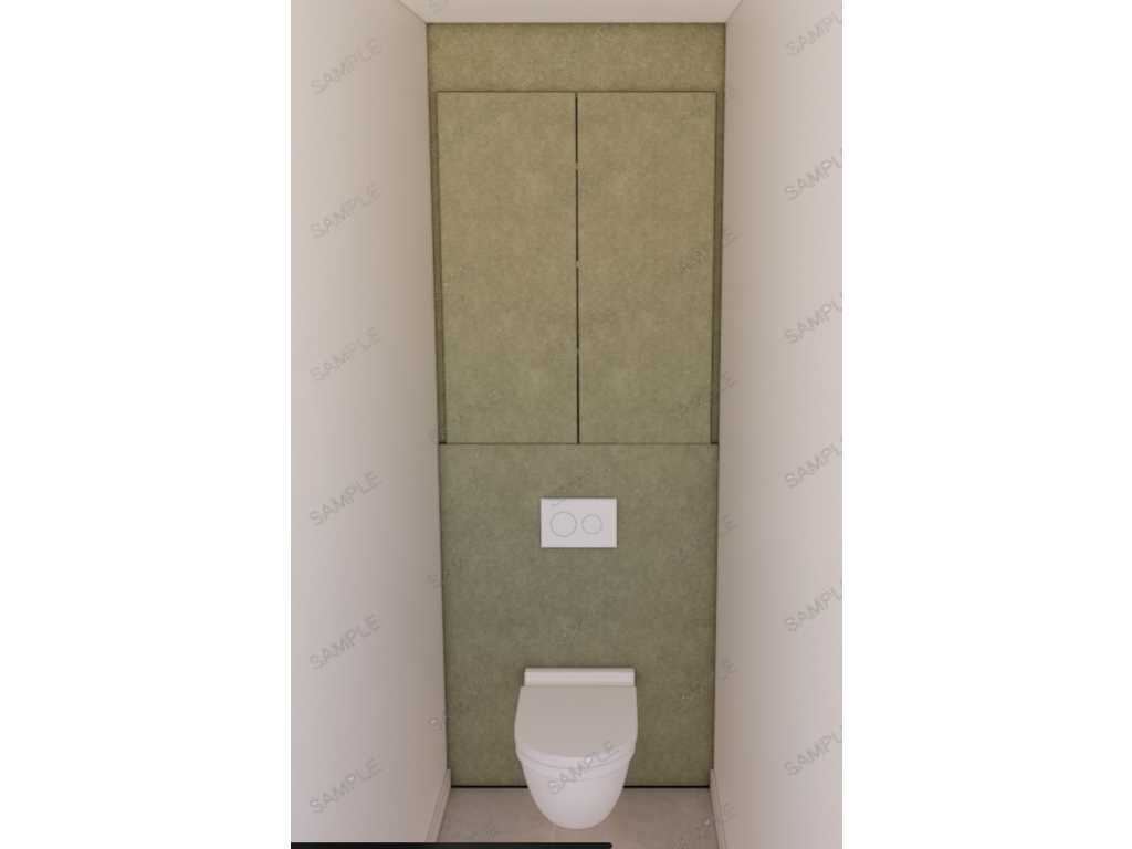 Upholstery toilet with wall cabinet white
