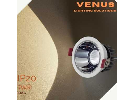 Projecteur LED encastré – 7W – 3000K Blanc chaud – Blanc/Argent – IP20 (x50)