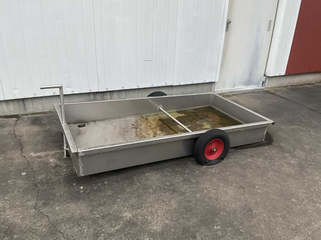 Stainless steel transport trolley with 2 pneumatic tyres