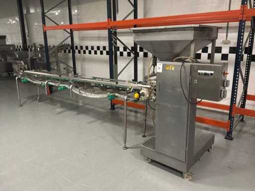 Machine doseuse avec tapis roulant, acier inoxydable