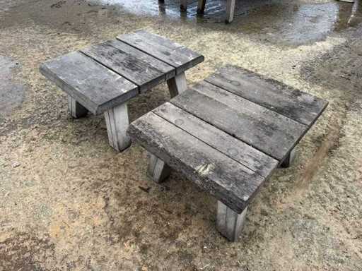 Cabines - Table d’appoint en terrasse en bois dur (2x)