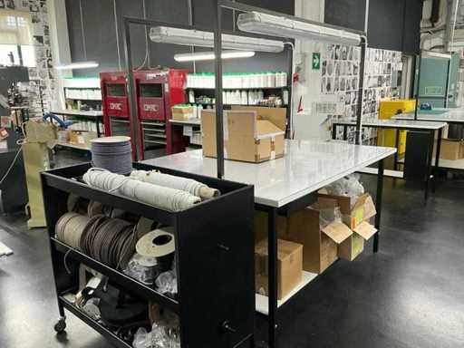 Werkbank uitgerust voor leerverwerking