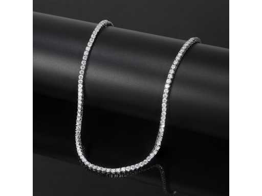 Tennishalskette aus Weißgold und Sterlingsilber