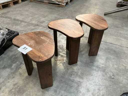 Bijzettafel hout 3x + 2x stoel