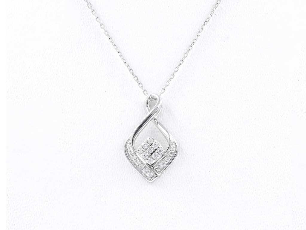 18 KT White gold Necklace with Pendant with Natural Diamonds
