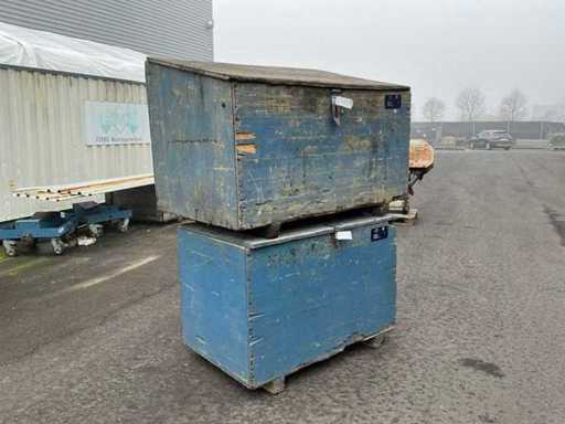 Empty wooden boxes/toolboxes (2x)