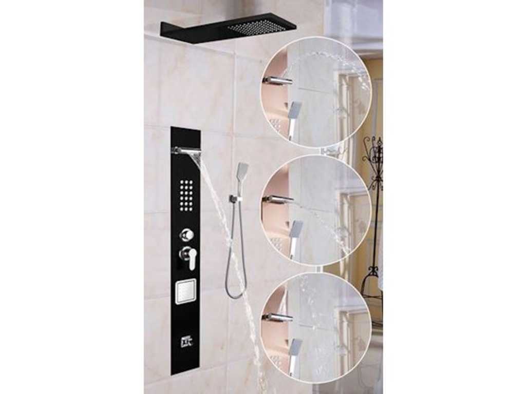 Built-in shower panel with thermostatic tap and Bluetooth unit