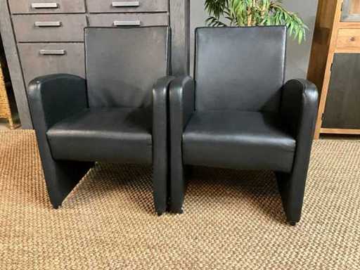 Verrijdbare leren eetkamerstoel (2x)