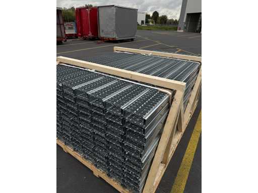 4 tonnes of stacked galvanized steel floor panels (216x)