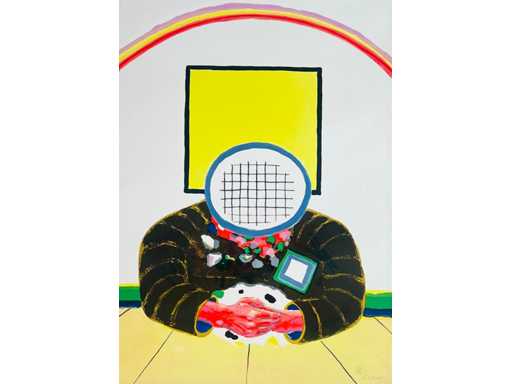 Roger Raveel - homme du doublage - lithographie couleur