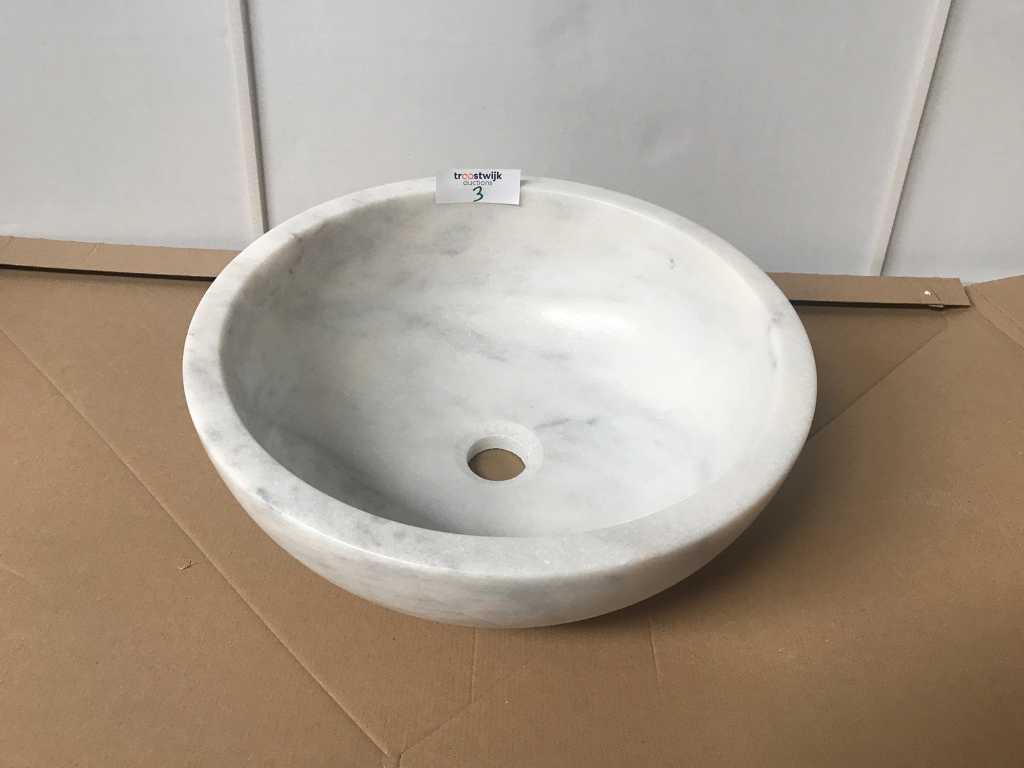 Natural Stone Marble White Washbasin 2 pieces