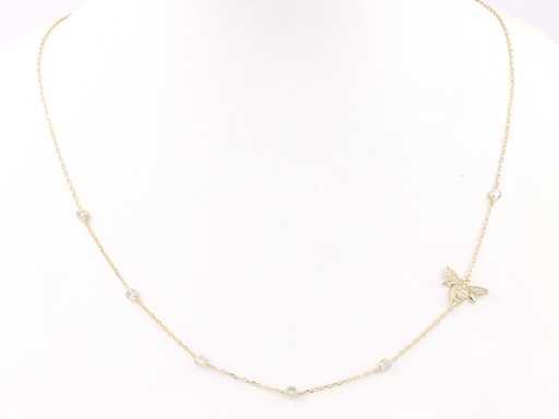 14 KT Yellow Gold Necklace With Natural Diamond Pendant