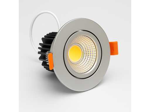 Spot LED encastré – 7W – Rotatif – Argenté – 3000K Blanc chaud – IP20 (x25)