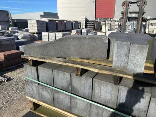 Stapelblokken beton - Antraciet wave - 15 x 15 x 60 cm (ca. 60x)