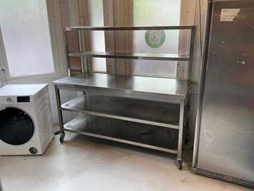 Stainless steel work table with bridge attachment