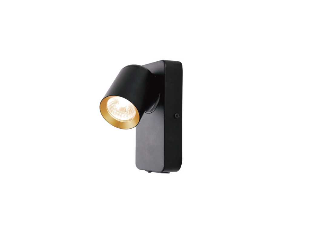 Lampka nocna Kinkiet GU10 Oprawa cylindryczna piaskowa czarno-złota obrotowa (2x)