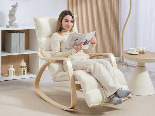 Bestoffeerde schommelstoel, ontspanningsstoel met armleuningen