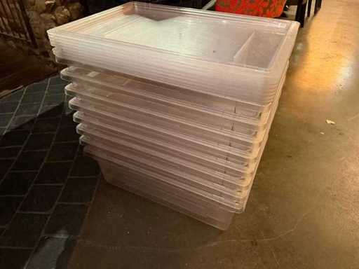 Contenant en plastique avec couvercle (8x)
