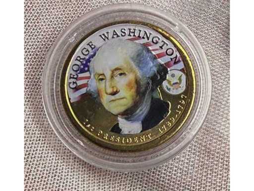 ???? George Washington USA-Sammlermedaille in Farb- & Goldoptik