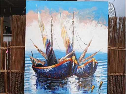 Hand-painted sailboat painting