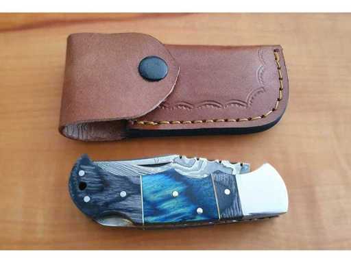 Damascus Pocket Knife / Damascus Folding Knife, Micarta Handle