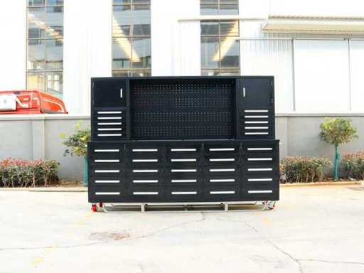 Rhino-Cross-Workbench H10ft-35D-01C Schwarze Werkbank 35 Schubladen 2 Türen