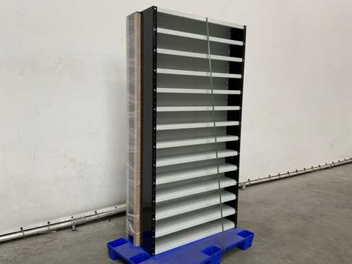 Povag Armoire à étagères ouvertes - 12 étagères noir/gris