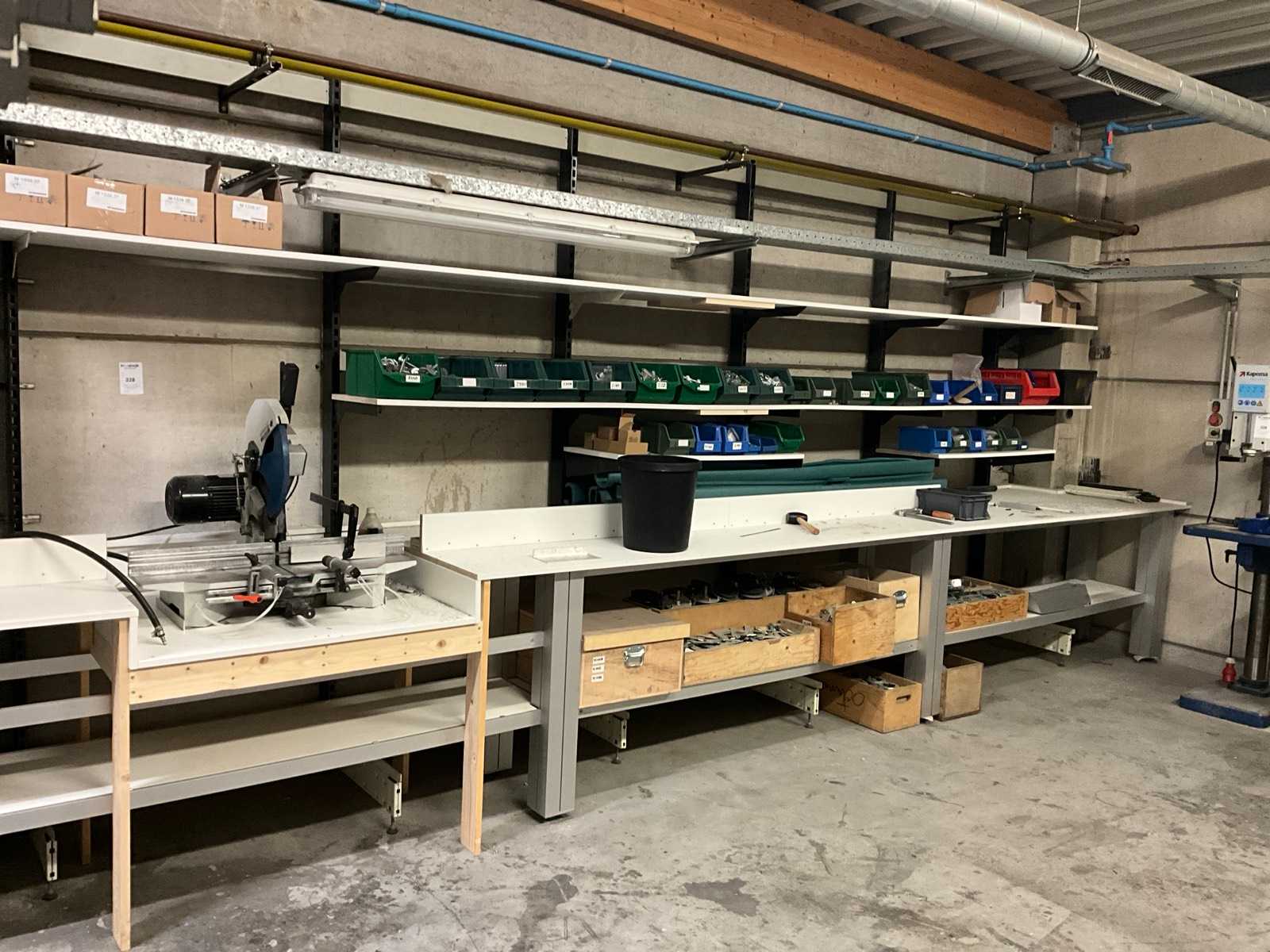 Omga Assembly line with content on the attic floor