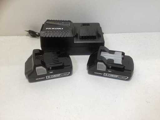 2× HiKOKI BSL1830C 3,0Ah-Akku und UC18YFSL Batterieladegerät