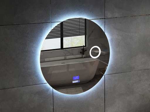 Miroir de salle de bain LED - Horloge numérique - Mary - Différentes tailles