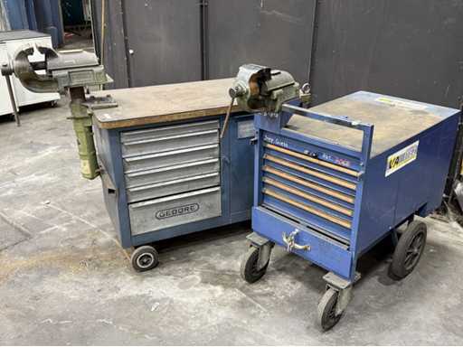   2 mobile tool trolleys