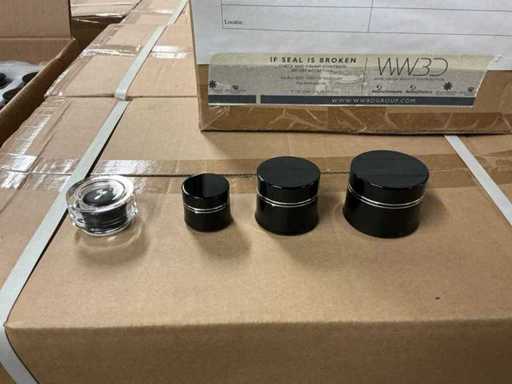 Partij cosmeticapotjes zwart (circa 15.000 stuks)