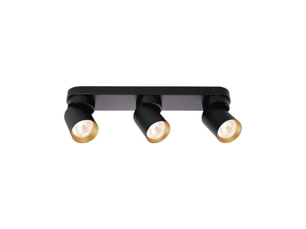 GU10 Surface mounted spotlight Fixture triple cylinder sand black and gold rotatable (8x)