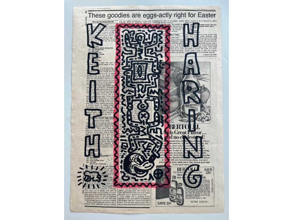 KEITH HARING 1984 DISEGNO ORIGINALE DAILY NEWS