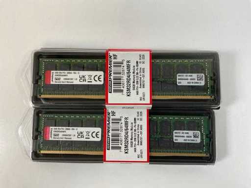 Kingston (KSM32RD4/64MFR) 64GB 2RX4 PC4 - 3200AA Memory RAMs (New) (5x)