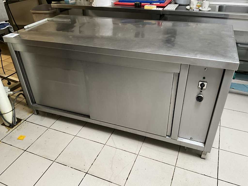 Stainless steel refrigerated workbench NN, equipped with 2 sliding doors and 1 shelf