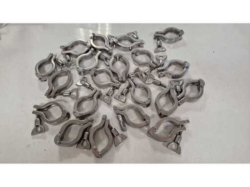 Set of 20 50.5 mm Tri-Clamp stainless steel clamps