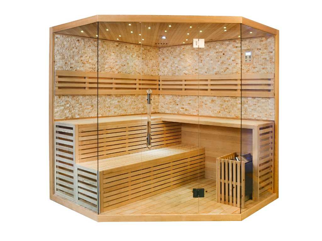 Sauna with stove - Prism with hemlock wood 220x220x200cm
