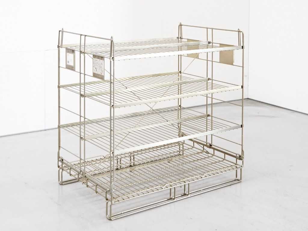 3 x Foldable wire container with shelves length 1200 mm, depth 800 mm, height 1200 mm, second-hand
