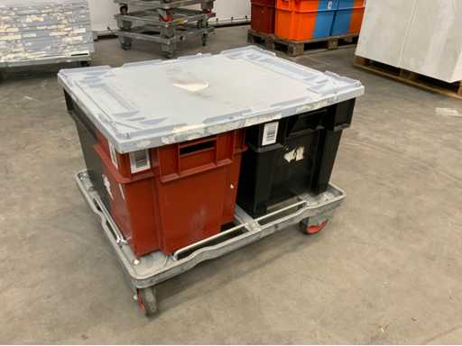 Transport dolly with 2 bins and lid (5x)