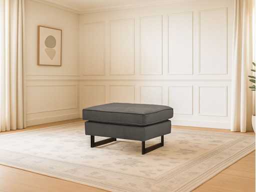 Bestoffeerde ottomaan - ribfluwel-antraciet