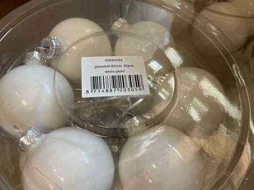 Partij glazen kerstballen 60mm pearl white 30/tube (43 tubes)